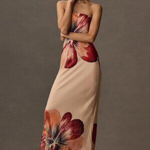 NWT Anthropologie The Delilah Strapless Satin Maxi Slip Dress XS Petite